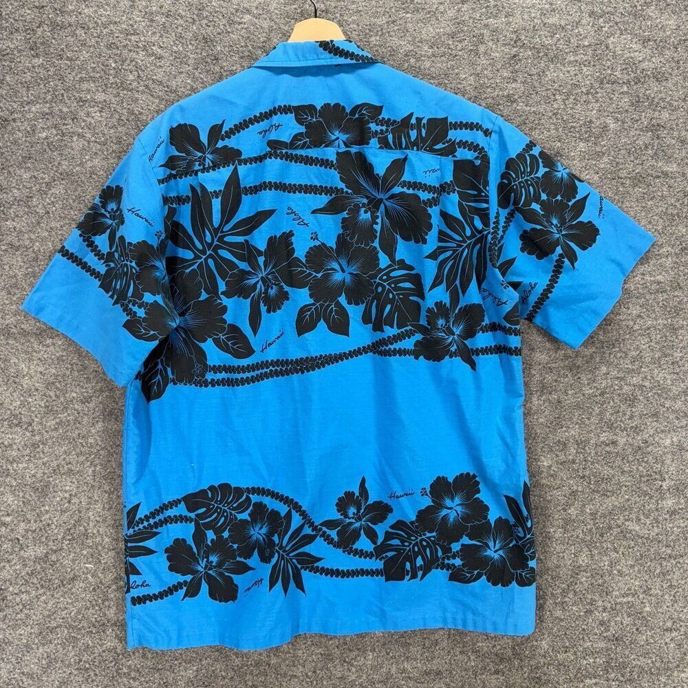 Unbranded Shirt Men 46 Blue Floral Button Up Collared Short Sleeve Regular - Picture 2 of 5